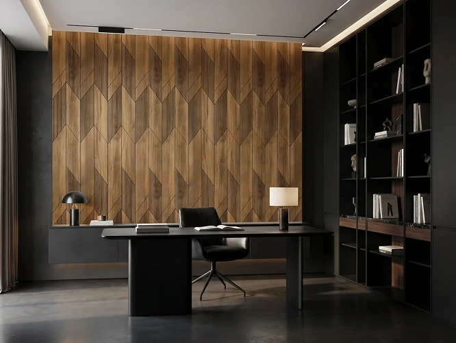 Płyty ścienne MDF  do gabinetu i biura - Pure Wall Vector Dąb Barokowy Bursztynowy K536